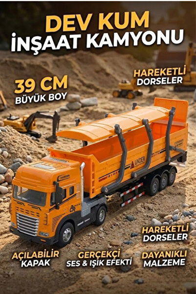 craftivio 39 Cm Büyük Boy Sesli Işıklı İnşaat Kamyonu - Hareketli Damperli Oy...