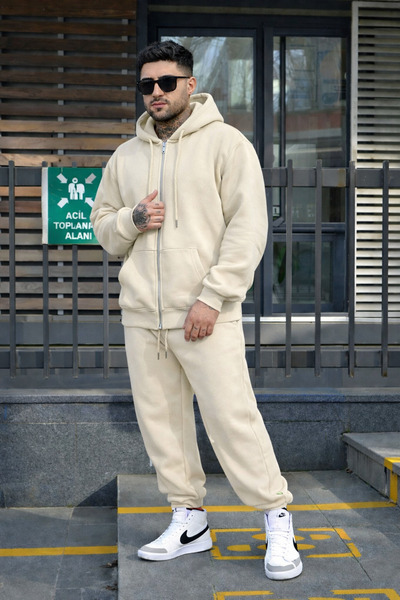 BayBayan Ανδρικό σετ ζακέτας με 3 κλωστές, χοντρό, χειμερινό, βασικό, χωρίς σ...