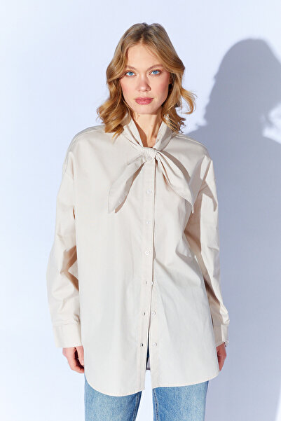 EDITION WOMAN Ribbon Detailed Shirt - Stone |   Ek1001610430