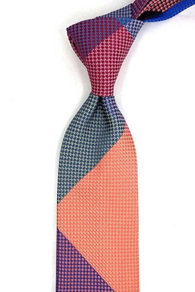 Kravatkolik Cravată clasică cu model de puncte și patchwork multicolor KK13391