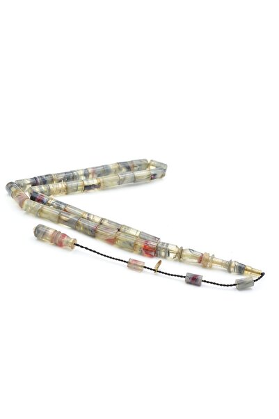 Murty99 Hakan Turan Signed Cutting Model Red Gray Crimped Amber Prayer Beads