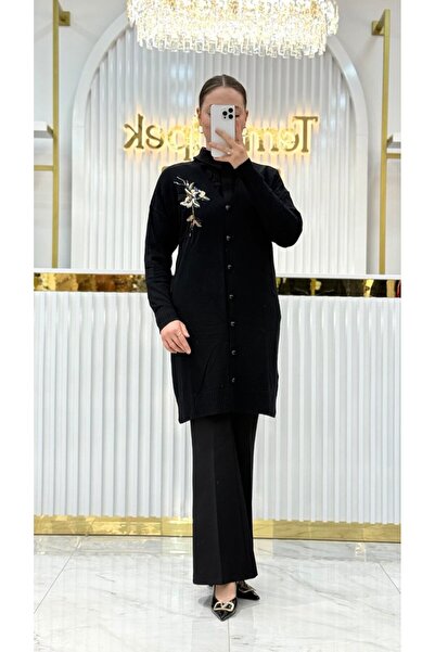 Nefise Merserize Nakış Detaylı Hırka