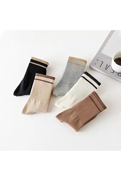 Lin Collection 5 Pairs Winter Thick Unisex College Socks Set