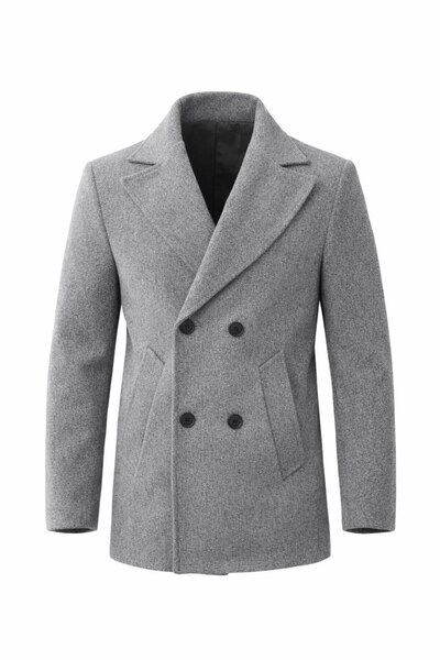 LUMAST Slim Fit Winter Double-Breasted Medium Length Cashmere Coat