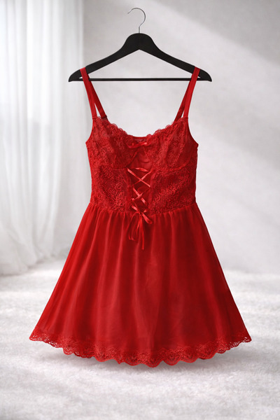 elarissa Kırmızı tül gecelik