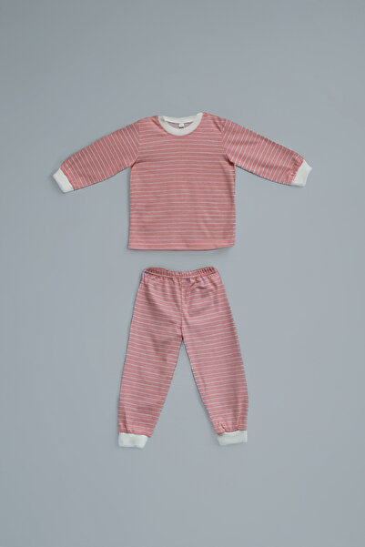 Kız Çocuk %100 Pamuklu Uzun Kollu Pijama Takımı Line 3-4 Yaş