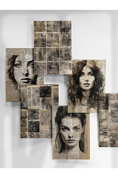 Henno A6 (10,5x14,8 cm) 6'lı Vintage Gazete Kolaj Tasarımlı Scrapbook Kağıdı ...