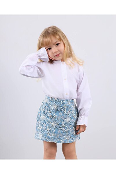 Alvadonna SET CĂMAȘĂ DIN POPLIN ȘI FUSTĂ DIN BLĂNĂRĂ COTTONĂ BRODATĂ