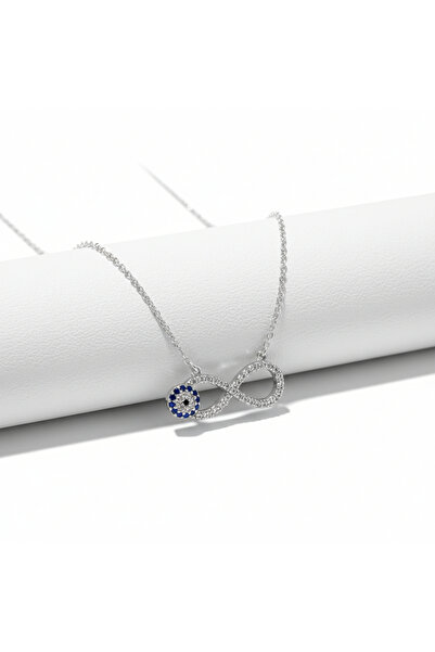 GN ACCESSORY قلادة زركون فضية اللون على شكل إنفينيتي هدية يومية+