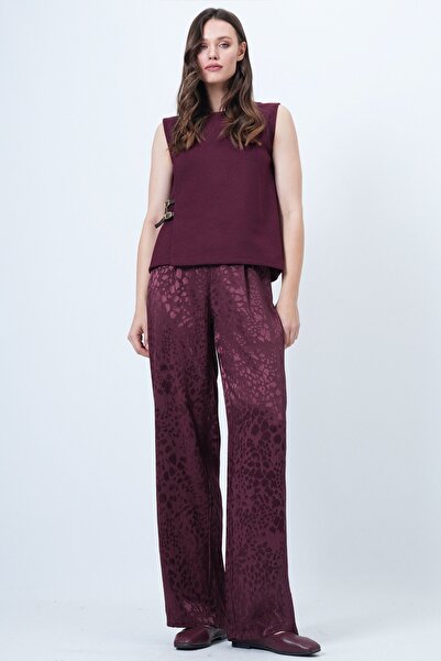 Trend Alaçatı Stili Women's Claret Red Patterned Zipper Closure Double Pocket...