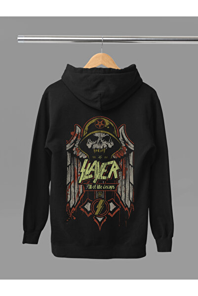 MAGORS Hanorac rock cu glugă, cu mânecă lungă, din bumbac imprimat, SLAYER TH...