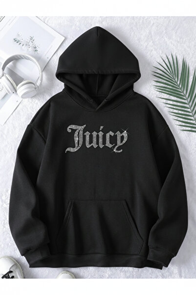 Bozz&Bozz Collection Unisex Oversized Crystal Stone Printed Juicy Hoodie Swea...