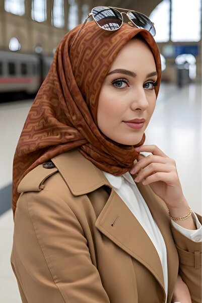 İmajButik Κασκόλ από βαμβάκι Camel Soft Digital