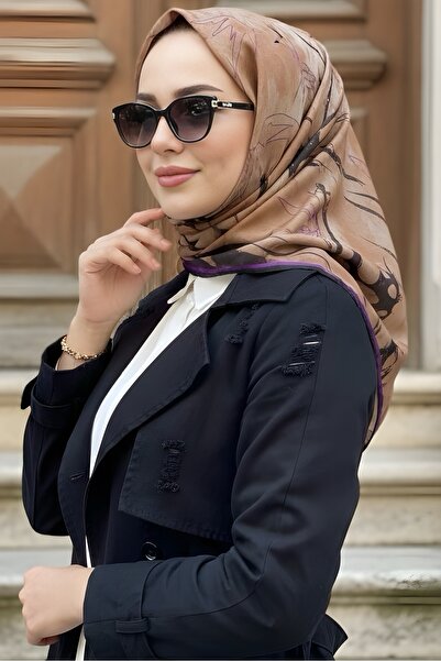 İmajButik Light Brown Soft Digital Cotton Scarf