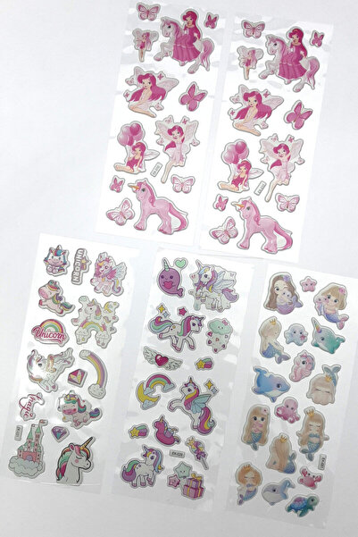 Bimotif Set of 5 Embossed Adhesive Stickers (13X7 cm), Fairy Tale Princess an...