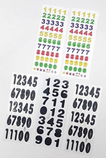 Bimotif Set of 5 Embossed Adhesive Stickers (13X7 cm), Numbers