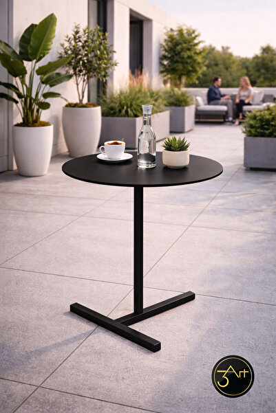 3art Metal Modern Yan Sehpa – Yuvarlak Tablalı Minimal Tasarım, Metal Sehpa