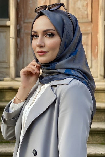 İmajButik Anthracite Soft Digital Cotton Scarf