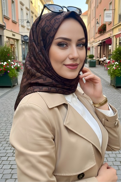 İmajButik Dark Brown Soft Digital Cotton Scarf