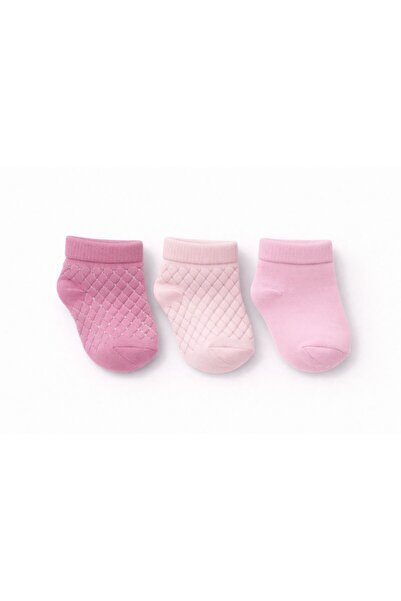 SOLDE SOCKS Set of 3 Baby Cotton Daily Socks – Plain & Embossed Diamond Patte...