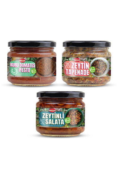 Mezzet Gurme Akdeniz Tadım Seti (3xÜrün) - Kuru Domates Pesto + Zeytin Tapena...