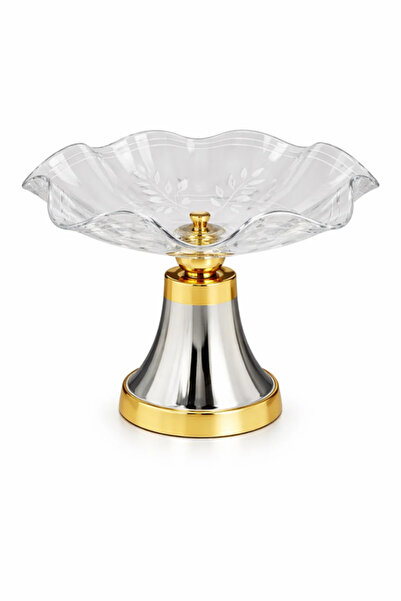 Urbanza Luxury Crystal Style Serving Bowl with Gold Stand, Decorative Fruit D...