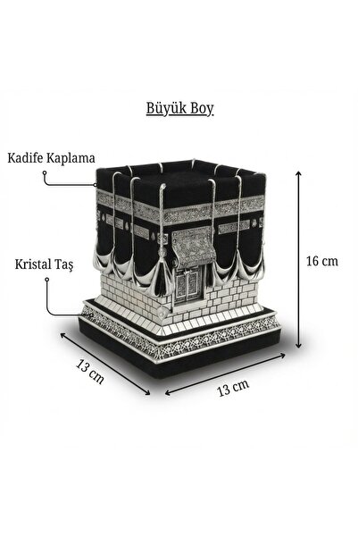 FAIR HOME Kadife Kaplamalı Kristal Taşlı Gümüş Renk Kabe Polyester Biblo - Bü...
