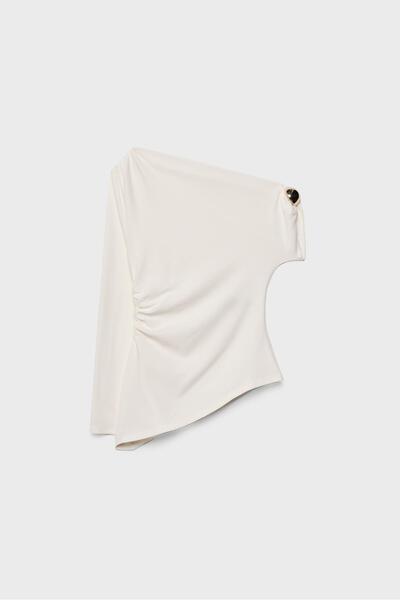 Stradivarius Asymmetric T-shirt with metal buckle