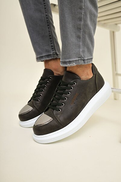 Zerenyus ZRC175 - Ανδρικό sneaker χακί υψηλής ποιότητας με κορδόνια και λάμψη...