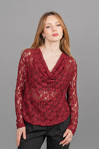 MissVina Brittany Degaje Collared Tulle Blouse 70053