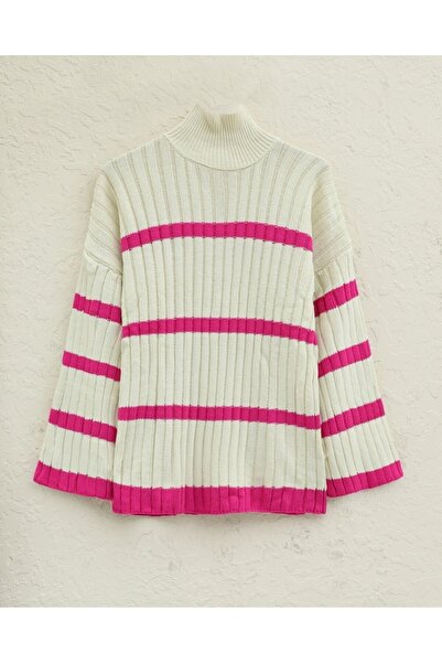 Kirazgym Striped Casual Knit Sweater - Ecru