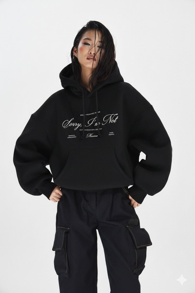 Flaubert سترة يونيسكس مطبوعة بعبارة 'آسف، أنا غير متميزة' مصنوعة من قماش عالي...