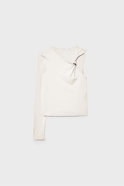 Stradivarius Asymmetric T-shirt with metal buckle