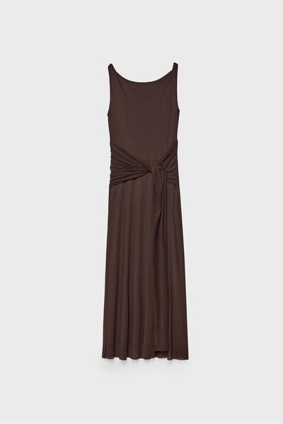 Stradivarius Midi dress with tulle waist detail