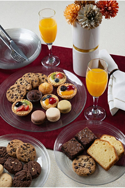 Heda Porselen Ares 7 Piece Glass Serving and Cake Presentation Set
