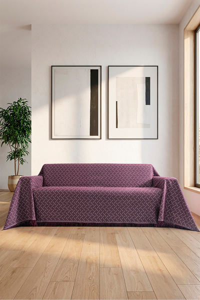 rellhome Cotton Sofa Cover with Fringes | Multi-Purpose Cover | Sofa Shawl | ...