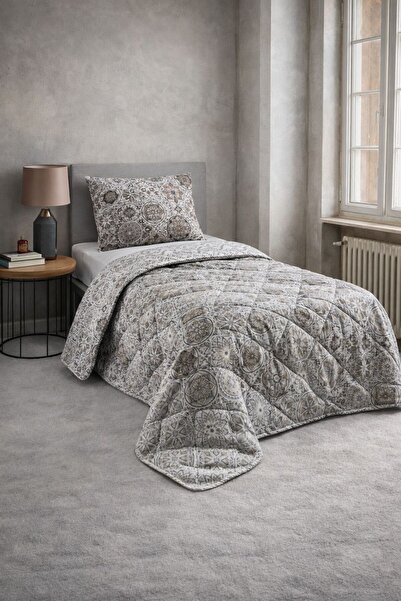 VELLON HOME طقم لحاف مفرد مكون من 4 قطع، لون بني فاتح
