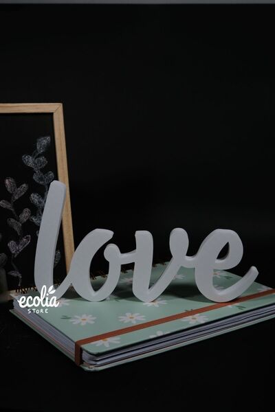 ecolia store Love Yazılı Kalp Detaylı Dekoratif Masa Üstü Obje - Modern Salon...