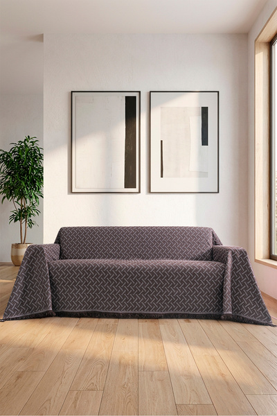 rellhome Cotton Sofa Cover with Fringes | Multi-Purpose Cover | Sofa Shawl | ...