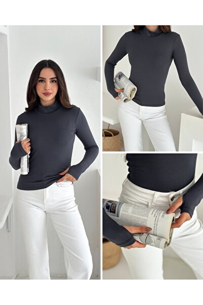 Paraf style Crew Neck Cashmere Textured Ultra Light Blouse