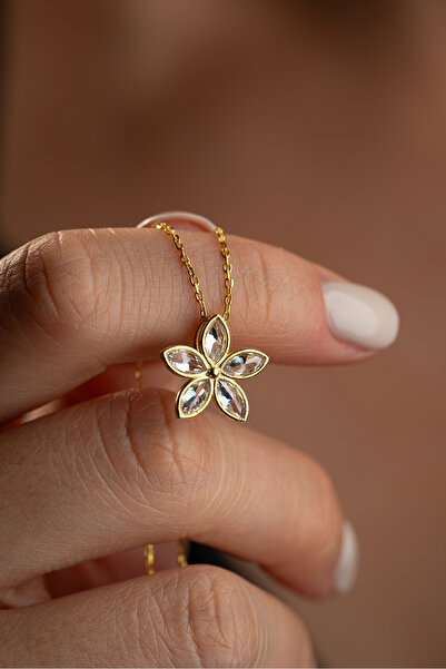 Silvano Jewelry 925 Ayar Gümüş Altın Kaplama Nergis Kolye