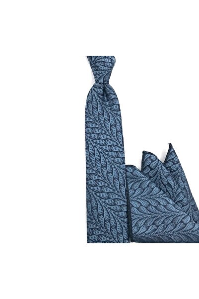 Sade Kravat İndigo Mavi Lacivert Özel Desenli İnce Kravat 32491 İndigo Mavisi