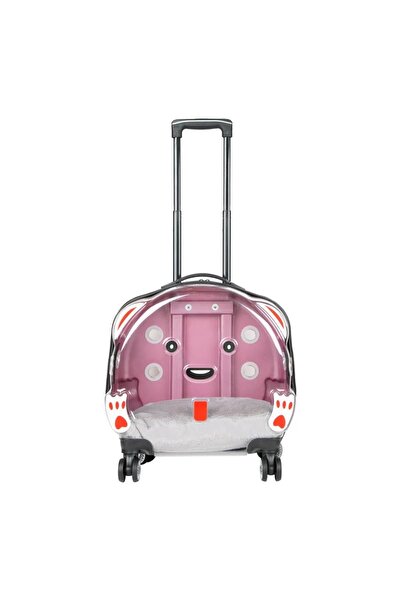 Yıldızhane Pembe Renk Tekerlekli Kedi Köpek Taşıma Valizi Çekçekli Seyehat Va...