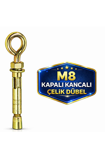 DESIPHON Kancalı Çelik Dübel M8 Kapalı Ağız Salıncak Boks Torbası Avize Tavan...