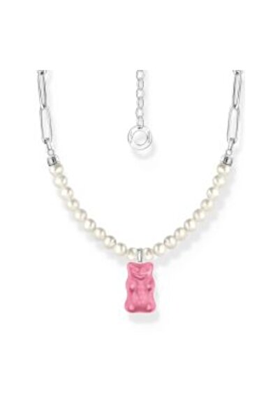 Thomas Sabo KE2207-082-9-L45V Link Chain with Pearls and Pink Gold Bears Pend...