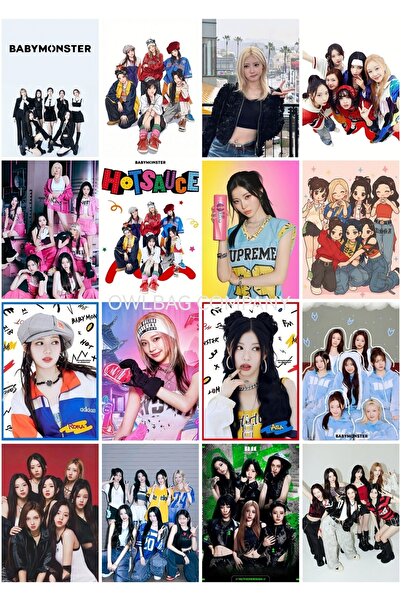 OWLBAG COMPANY Owl Bag Babymonster Group Patterned Design 16-Piece Photocard Set