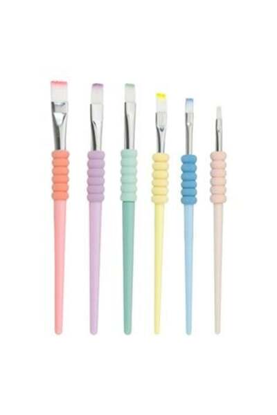Little President Set of 6 Flat Tip Painting Brushes, Soft Handle, Various Sizes,