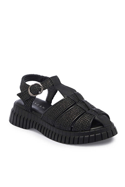 Tergan Siyah Hakiki Deri Kadın Sandalet - K25Y1SN67865-A23