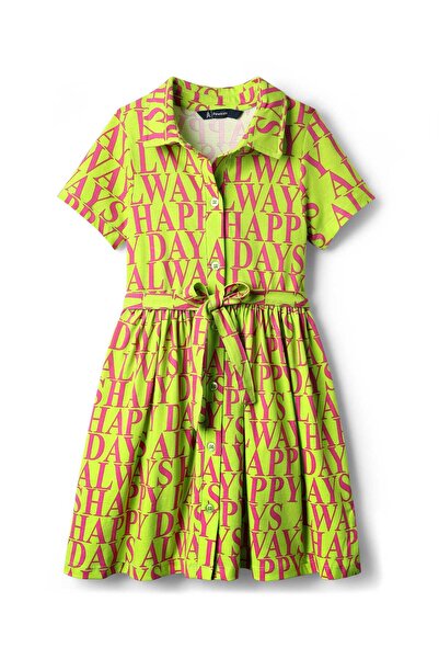 Pine kids 100% Cotton Half Sleeves Text Printed Shirt Dress With Collar Neck ...