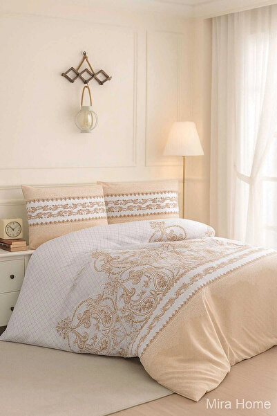 Mira Home Σετ Παπλωματοθήκης Διπλό Βαμβακερό Sarmaşık Bej